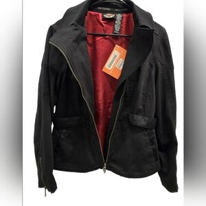 NWT Vintage Harley Davidson Fitted‎ Satin Lined  Black Jacket Size LARGE